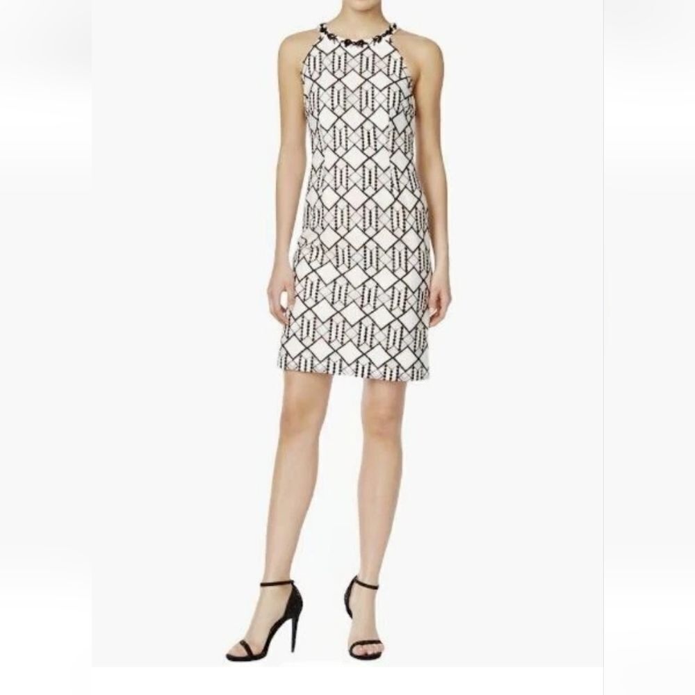 Nine West Black and White Patterned Mini Dress